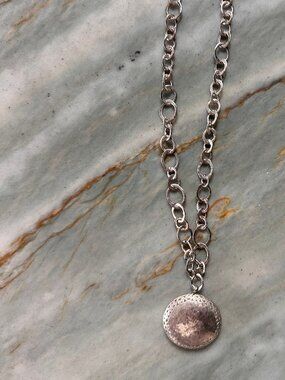 Lois Hill Sterling Silver Hammered Disc Pendant Necklace